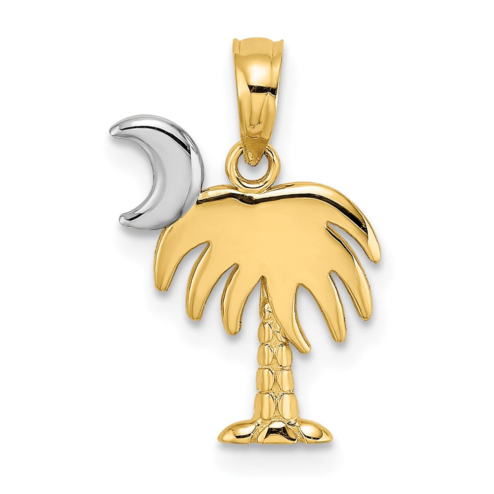 14k Yellow & Rhodium 11.68 mm Charleston Palm Tree Charm (0.68 grams)