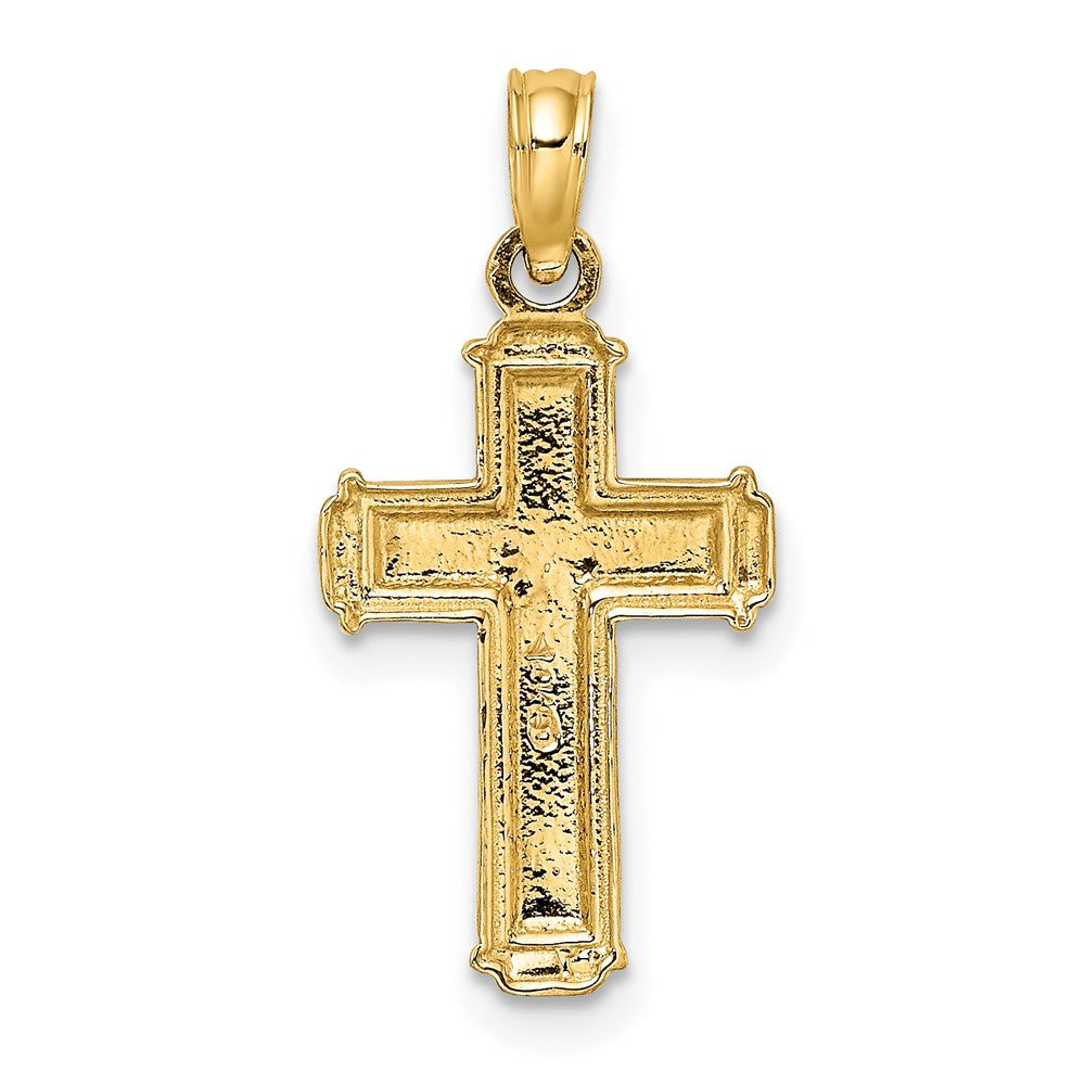 14k Yellow & Rhodium 12 mm Polished Block INRI Crucifix Charm (0.97 grams)