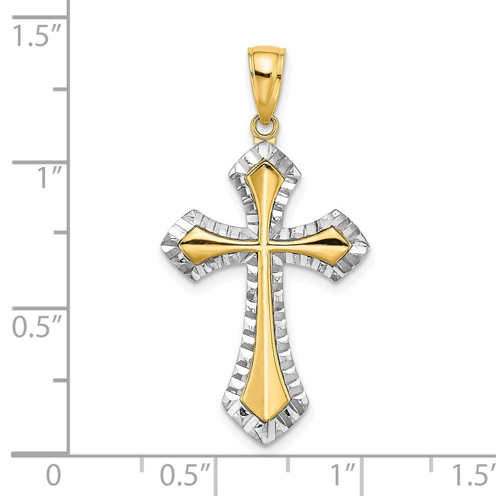 14k Yellow & Rhodium 18 mm and D/C Reversible Cross Charm (2.66 grams)