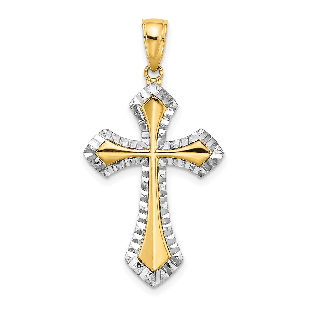 14k Yellow & Rhodium 18 mm and D/C Reversible Cross Charm (2.66 grams)
