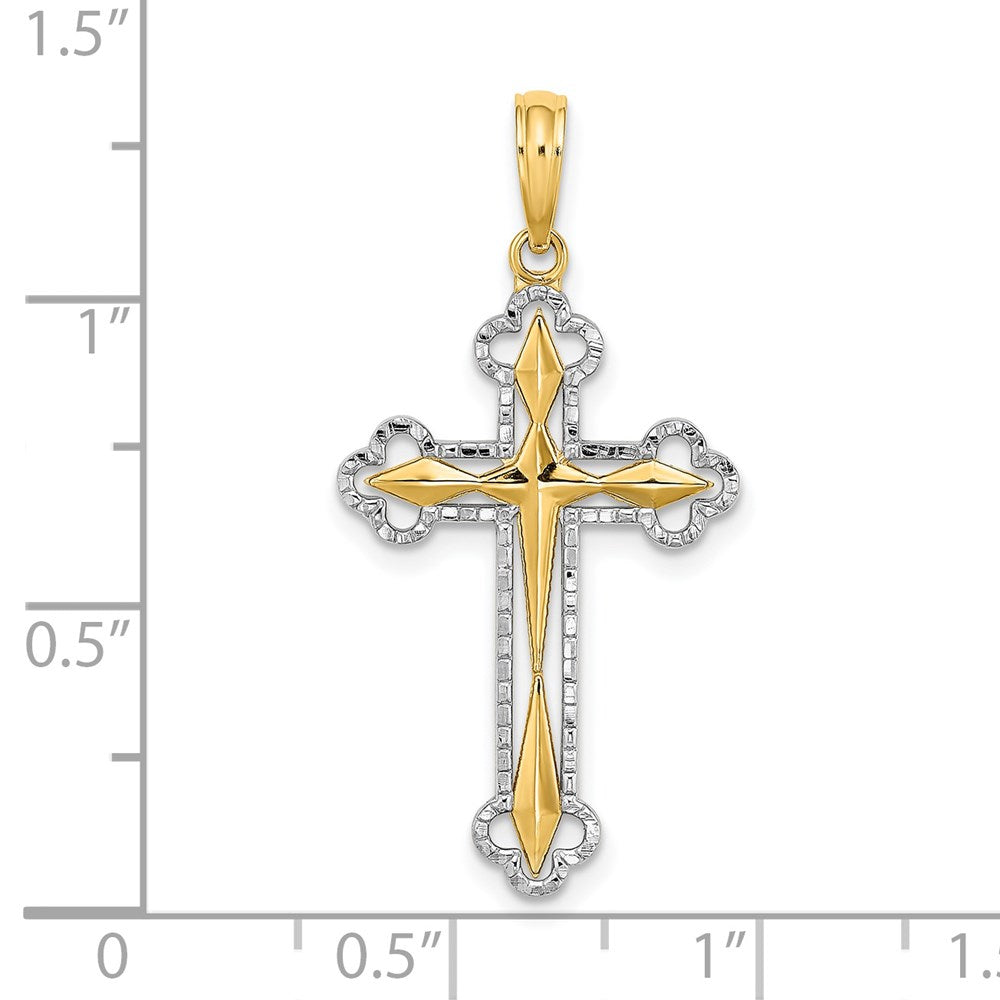 14k Yellow & Rhodium 17 mm D/C Reversible Cross Charm (1.4 grams)