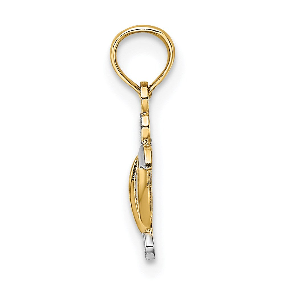 14k Yellow & Rhodium 10.7 mm Sea Turtle Charm (0.33 grams)