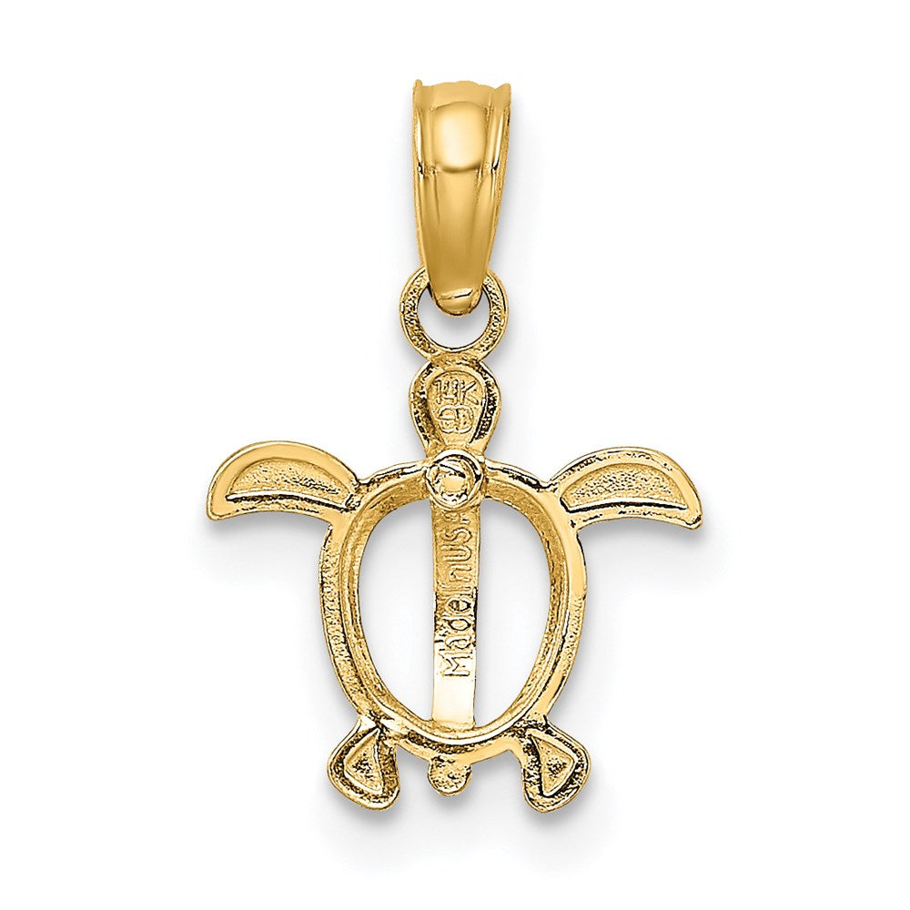14k Yellow & Rhodium 10.7 mm Sea Turtle Charm (0.33 grams)