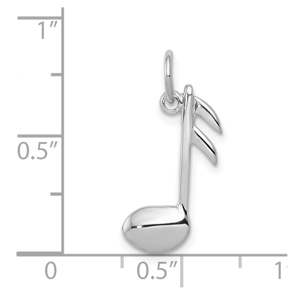 14k White Gold 10 mm Polished Flat-Backed Musical Note Charm (0.85 grams)