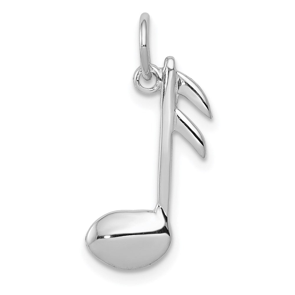 14k White Gold 10 mm Polished Flat-Backed Musical Note Charm (0.85 grams)