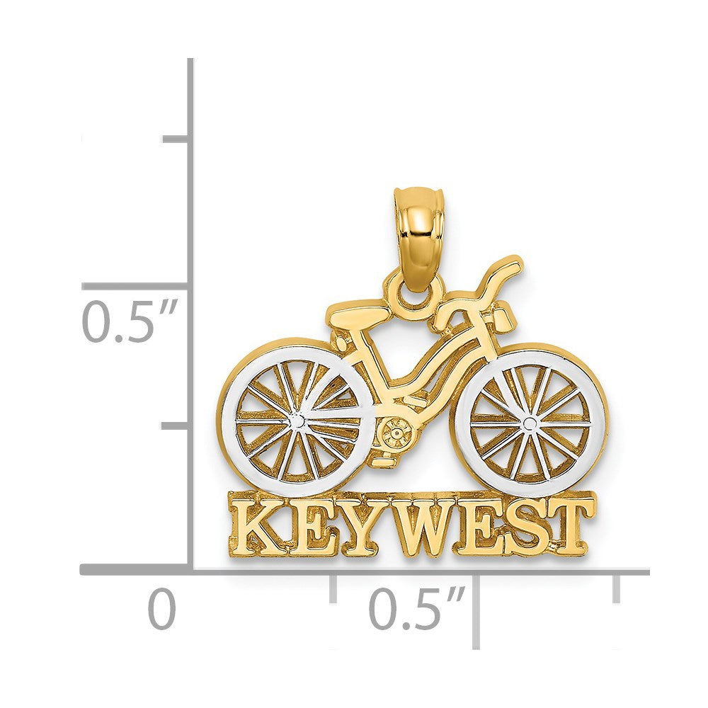 14k Yellow & Rhodium 18.2 mm KEY WEST Bicycle Charm (1.3 grams)
