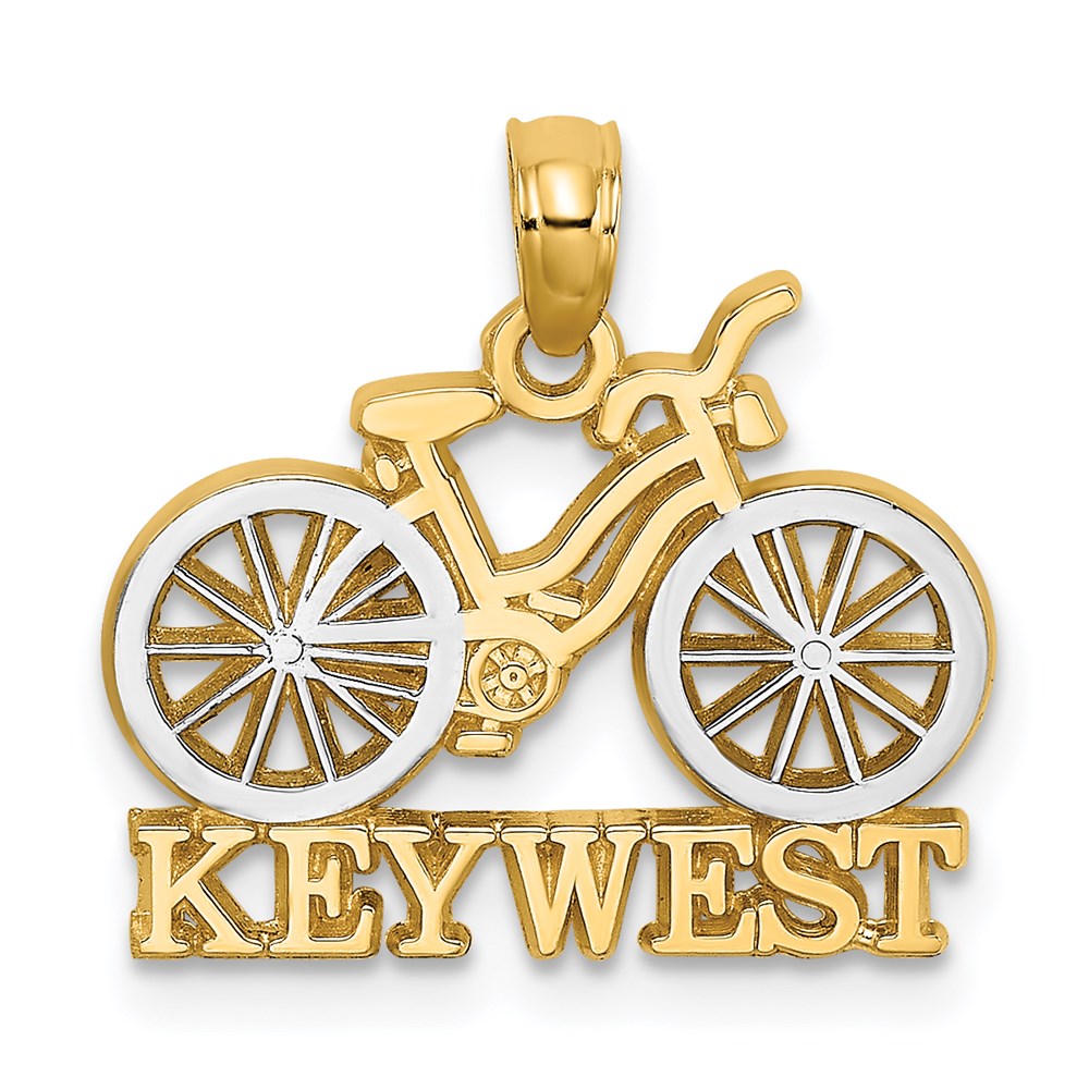 14k Yellow & Rhodium 18.2 mm KEY WEST Bicycle Charm (1.3 grams)