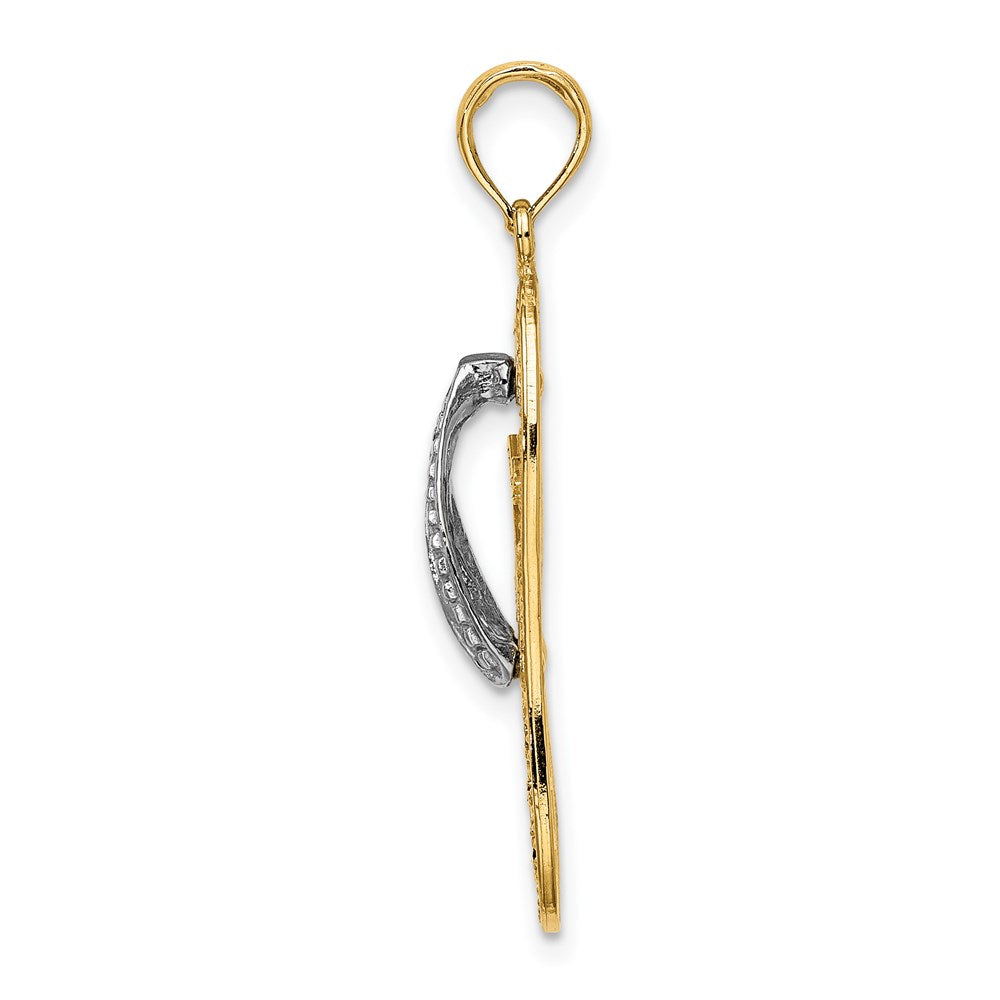14k Yellow & Rhodium 11.5 mm Palm Tree Flip-Flop Charm (1.68 grams)