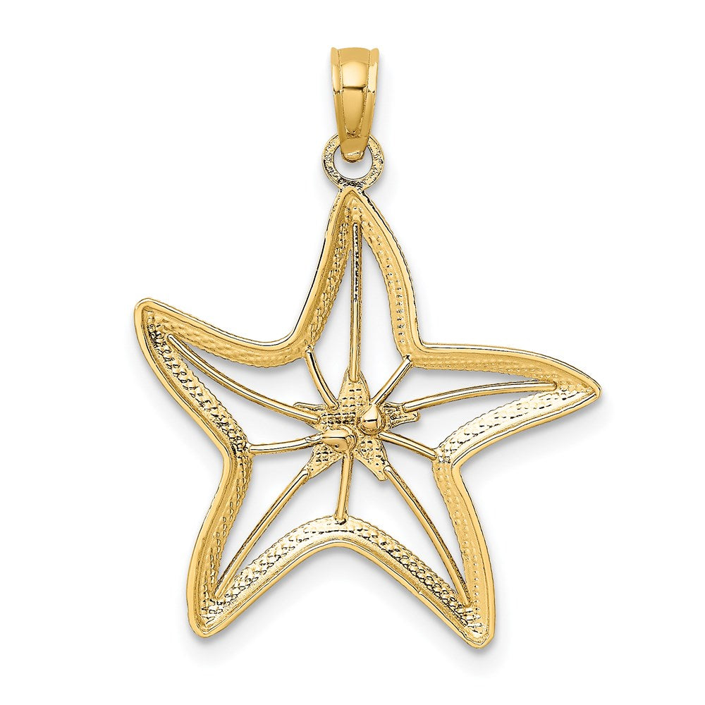 14k Two-tone 20.95 mm Cut-Out Small Starfish Charm (1.54 grams)