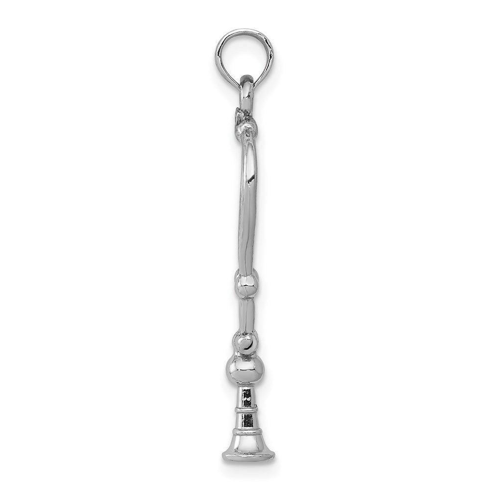 14k White Gold 11.3 mm 3-D Stethoscope Pendant (1.21 grams)
