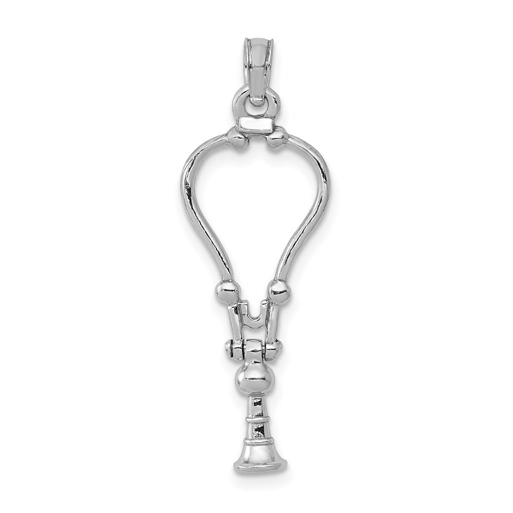 14k White Gold 11.3 mm 3-D Stethoscope Pendant (1.21 grams)