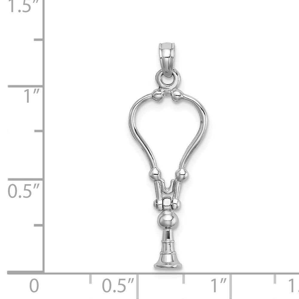 14k White Gold 11.3 mm 3-D Stethoscope Pendant (1.21 grams)