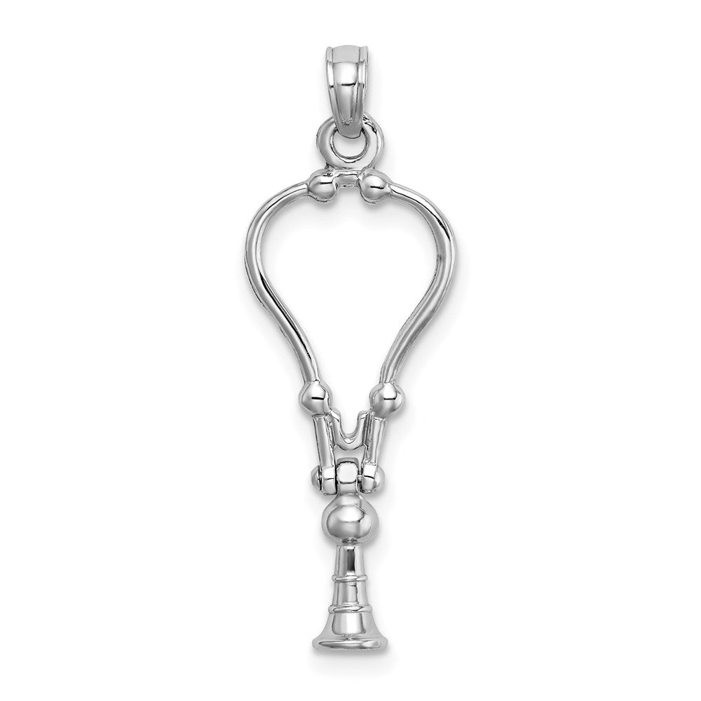 14k White Gold 11.3 mm 3-D Stethoscope Pendant (1.21 grams)