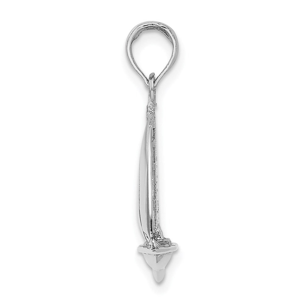 14k White Gold 15.4 mm Polished 3-D Sailboat Charm (1.58 grams)