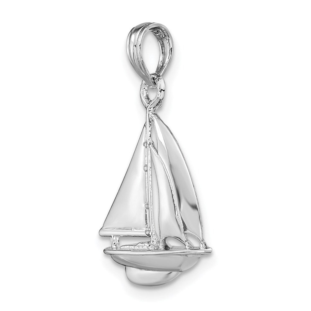 14k White Gold 15.4 mm Polished 3-D Sailboat Charm (1.58 grams)