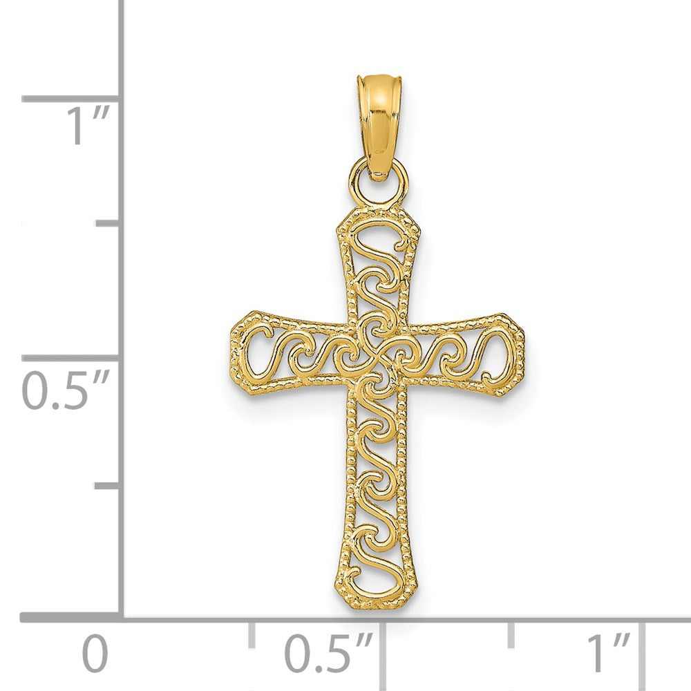 14k Yellow Gold 15 mm Fancy Cross Pendant (0.76 grams)