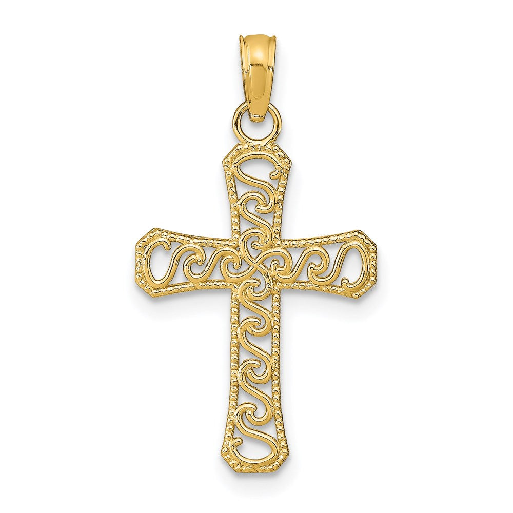 14k Yellow Gold 15 mm Fancy Cross Pendant (0.76 grams)