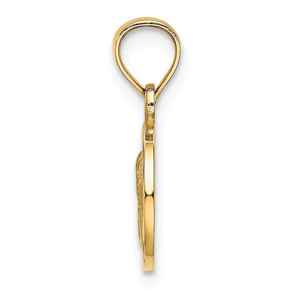 14k Yellow Gold 10.35 mm Engraved Angel Coin Charm (1.05 grams)