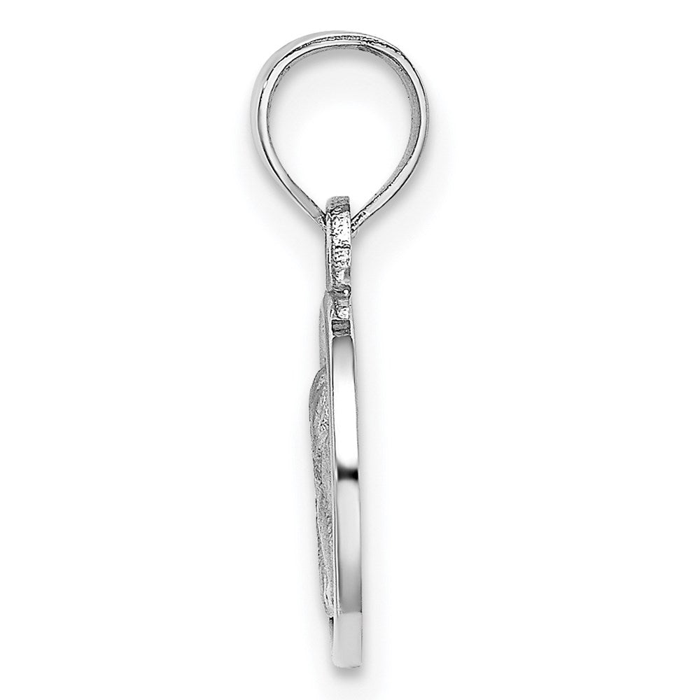 14k White Gold 10.35 mm Engraved Angel Coin Charm (1 grams)