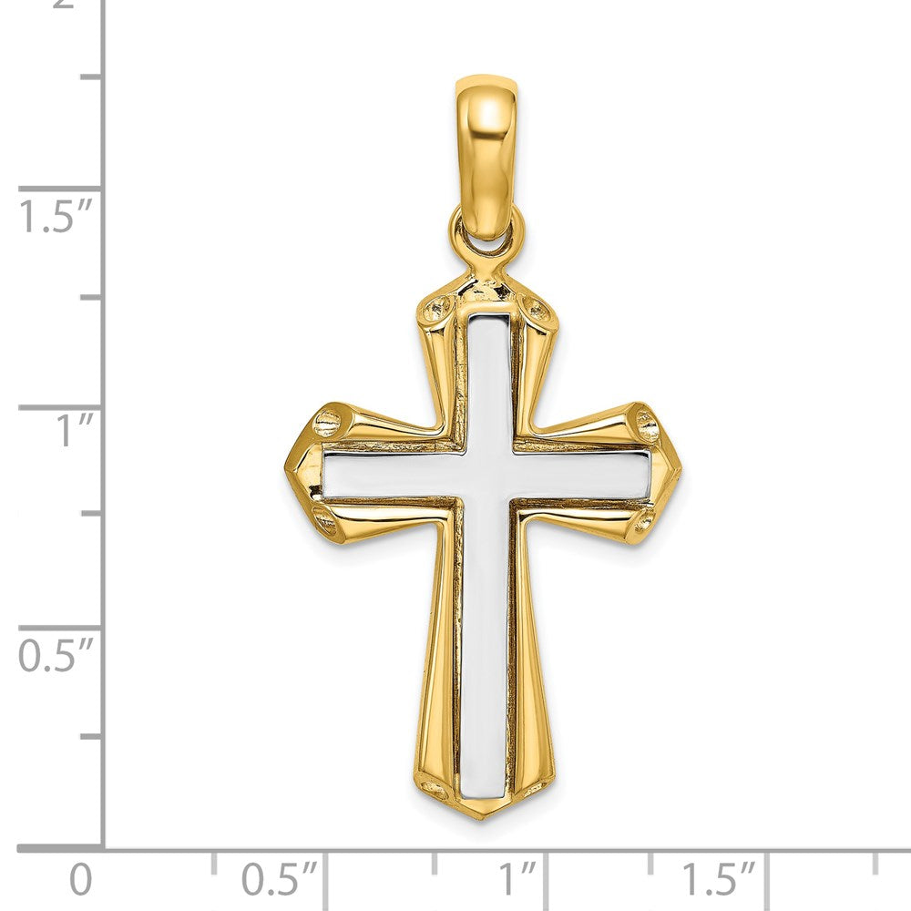 14k Two-tone 23.45 mm Two-tone Polished Cross Charm (7.91 grams)