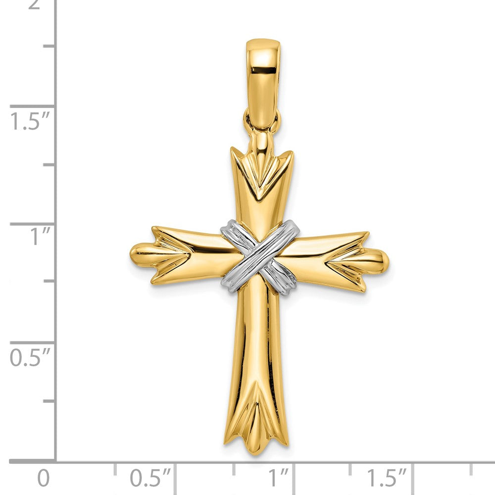 14k Two-tone 28.5 mm Polished w/ X-center Cross (7.58 grams)