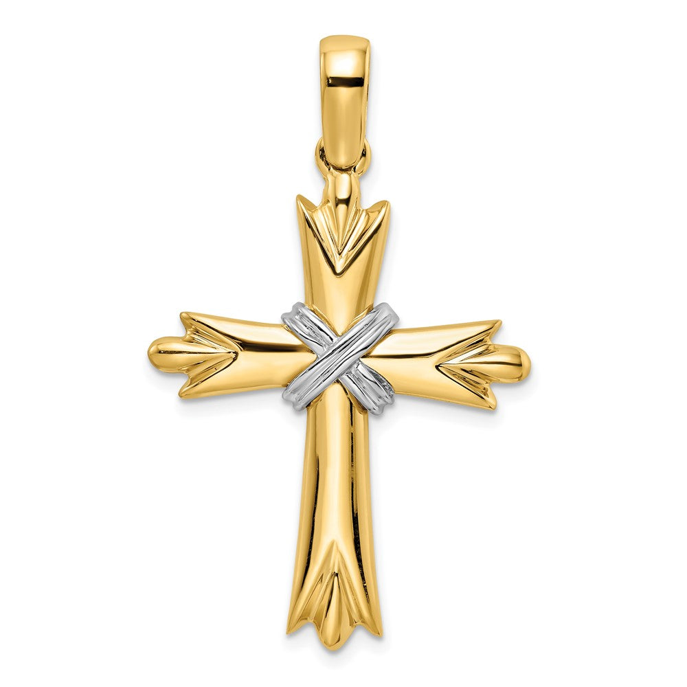 14k Two-tone 28.5 mm Polished w/ X-center Cross (7.58 grams)