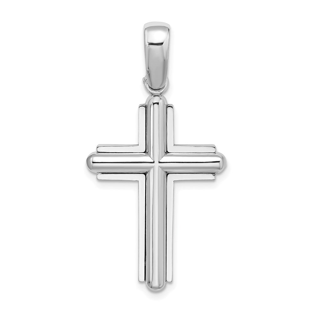 14k White Gold 20.9 mm Beveled Cross Charm (6.3 grams)