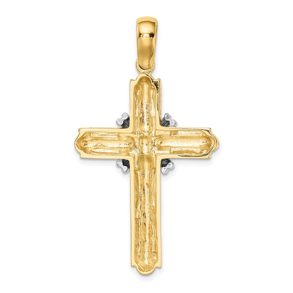 14k Two-tone 27.3 mm Two-tone X Center Polished Cross (8.77 grams)