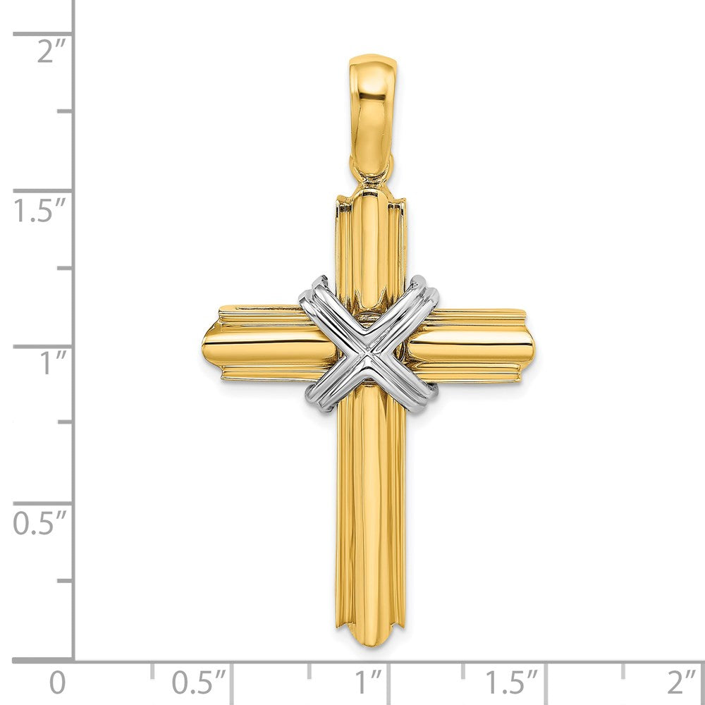 14k Two-tone 27.3 mm Two-tone X Center Polished Cross (8.77 grams)