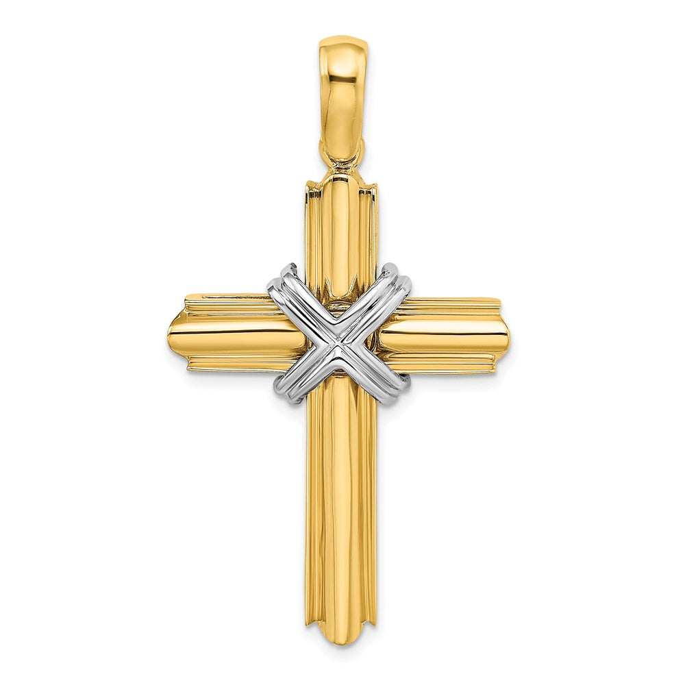 14k Two-tone 27.3 mm Two-tone X Center Polished Cross (8.77 grams)