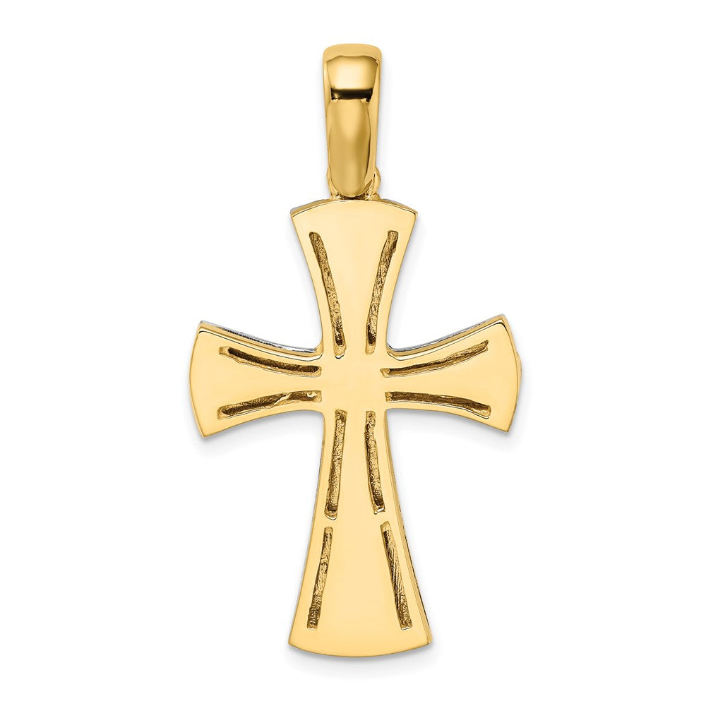14k Two-tone 21.35 mm Cross Charm (7.15 grams)