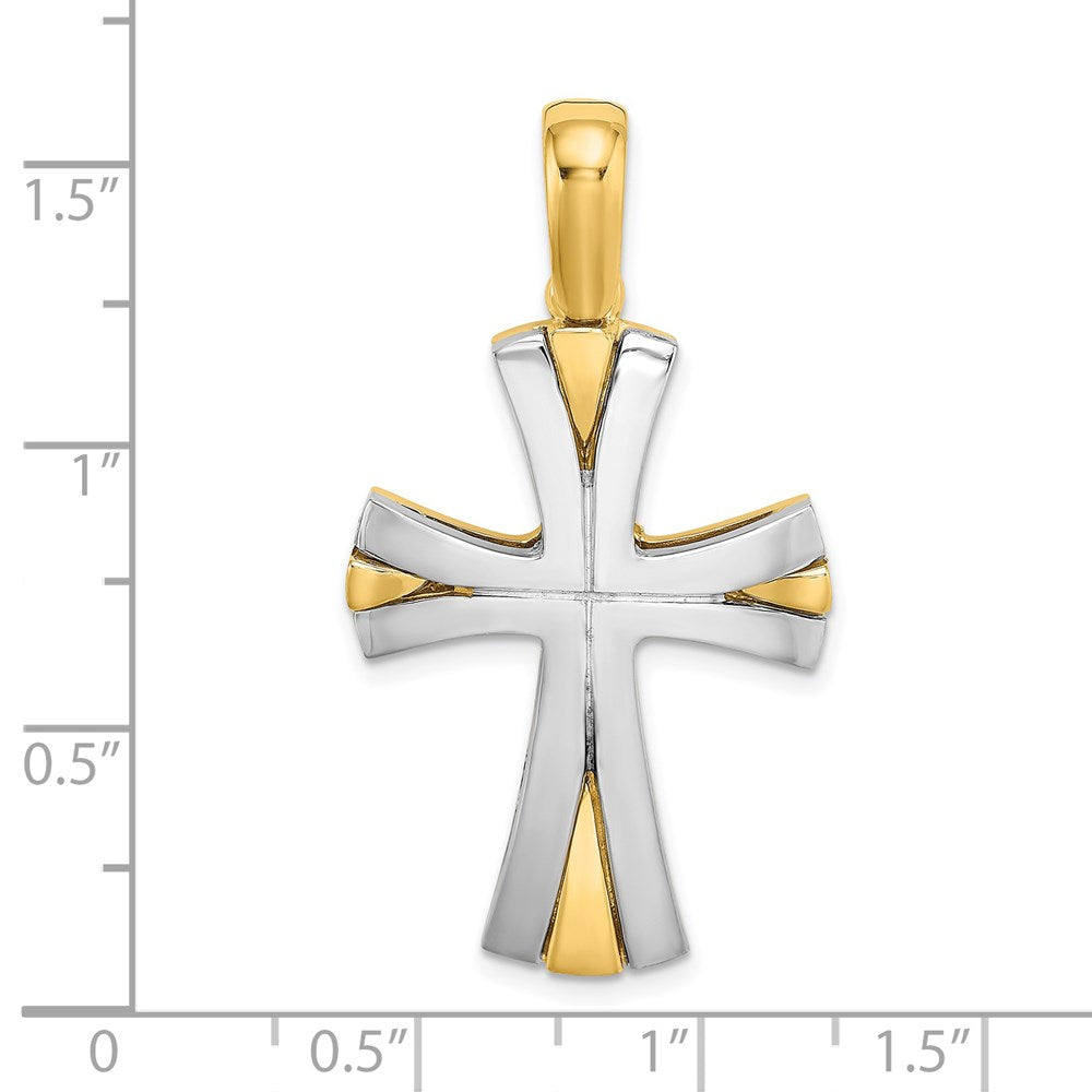 14k Two-tone 21.35 mm Cross Charm (7.15 grams)