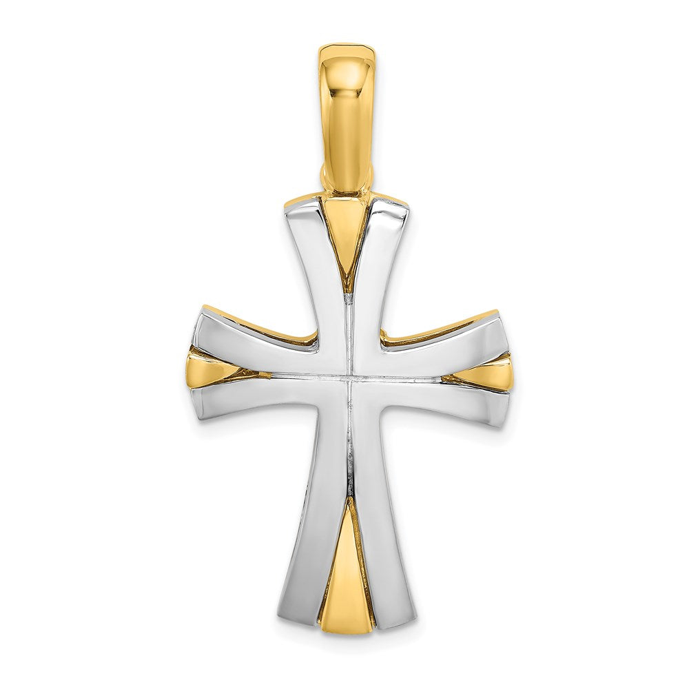 14k Two-tone 21.35 mm Cross Charm (7.15 grams)