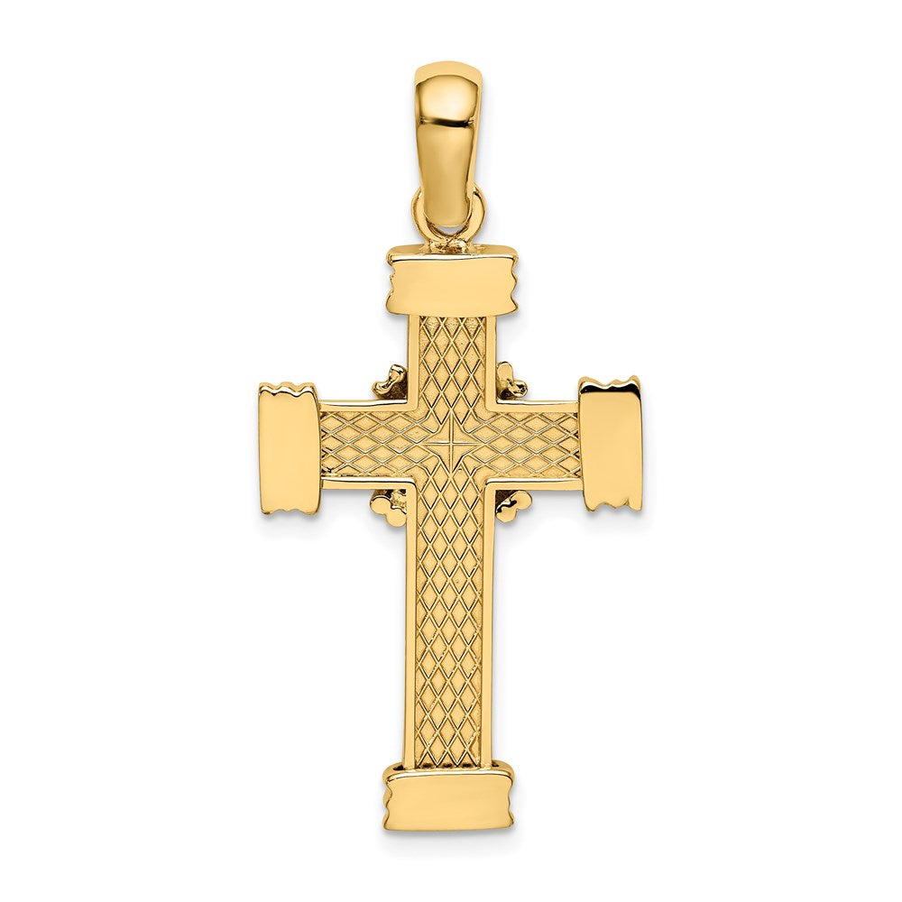 14k Yellow Gold 19.75 mm Polished w/ X In Center of Cross Charm (5.39 grams)