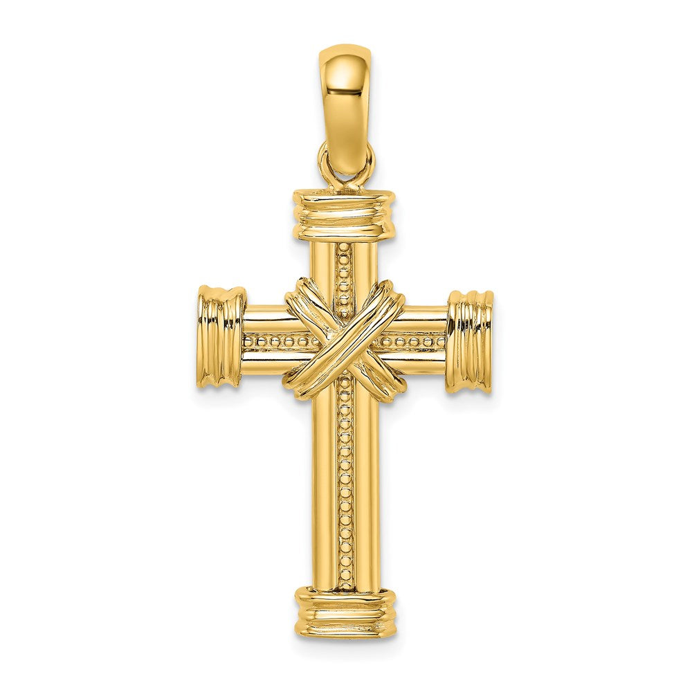 14k Yellow Gold 19.75 mm Polished w/ X In Center of Cross Charm (5.39 grams)