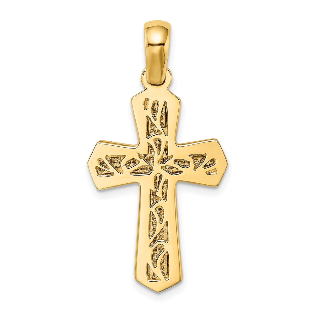 14k Two-tone 18.55 mm Two-tone Polished Cross Charm (5.01 grams)