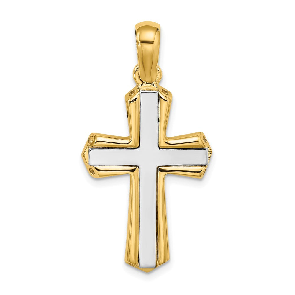 14k Two-tone 18.55 mm Two-tone Polished Cross Charm (5.01 grams)