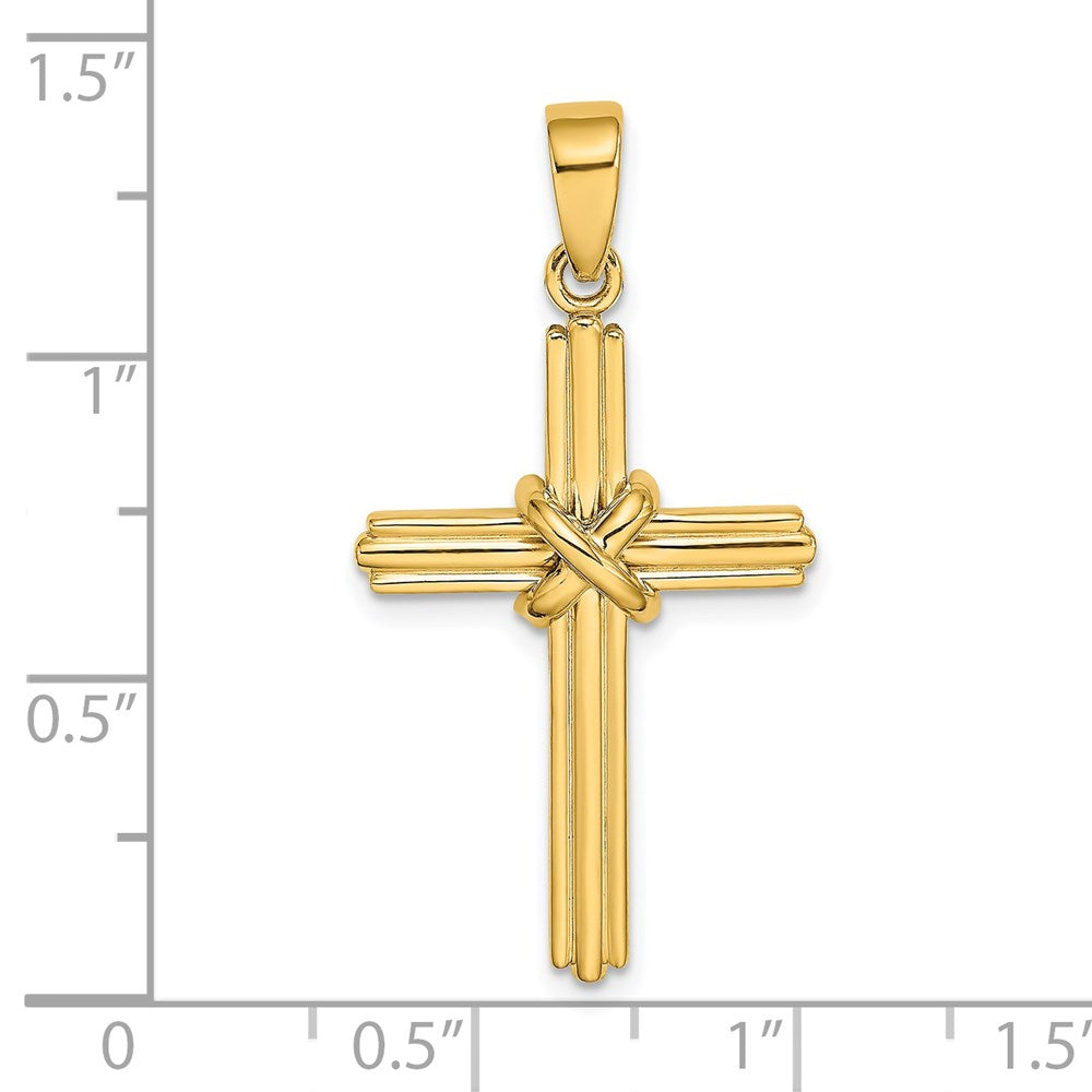 14k Yellow Gold 18.3 mm Polished X Center Cross Charm (2.9 grams)