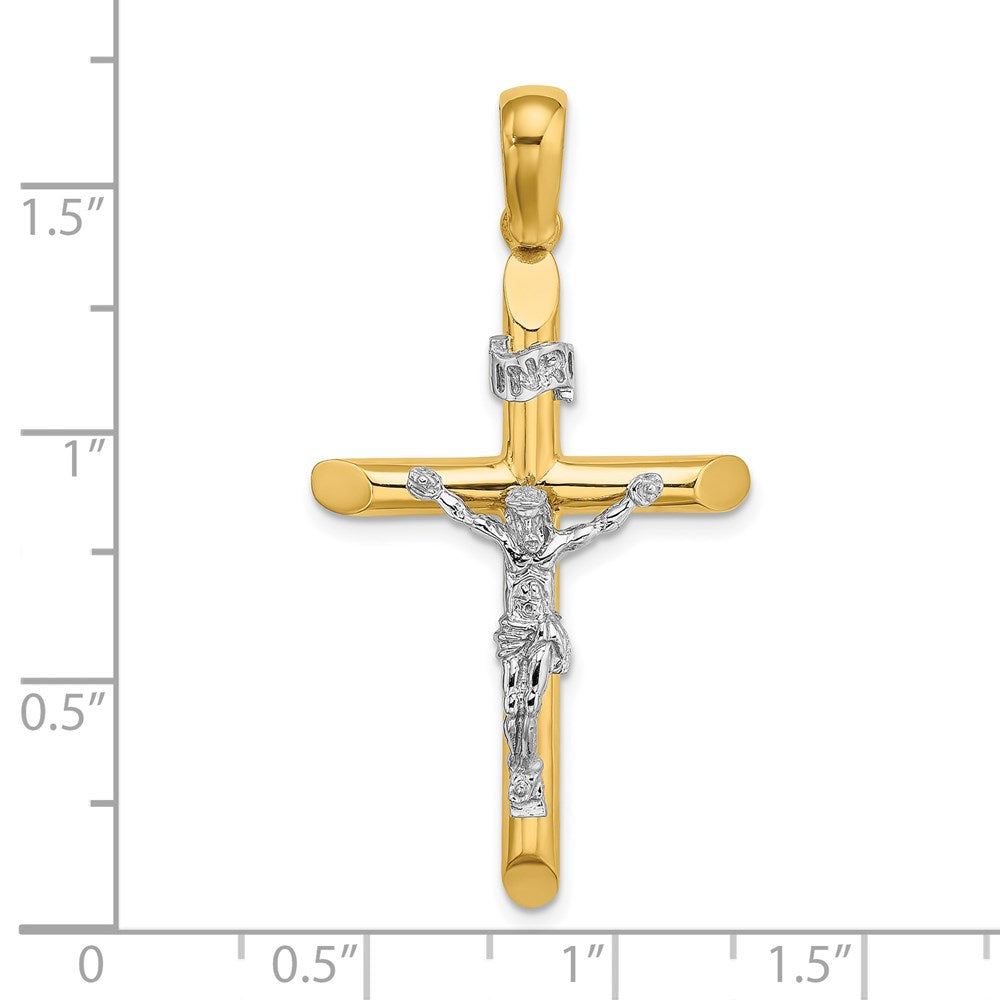 14k Two-tone 22.85 mm Two-tone Polished Crucifix Charm (5.83 grams)