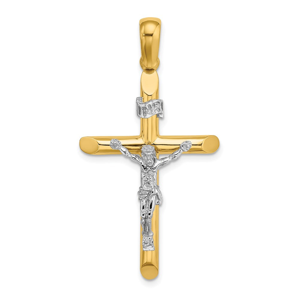14k Two-tone 22.85 mm Two-tone Polished Crucifix Charm (5.83 grams)
