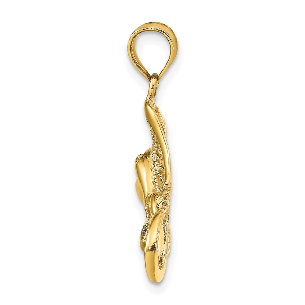 14k Yellow Gold 23.94 mm Polished and Textured Accent Stingray Charm (2.36 grams)