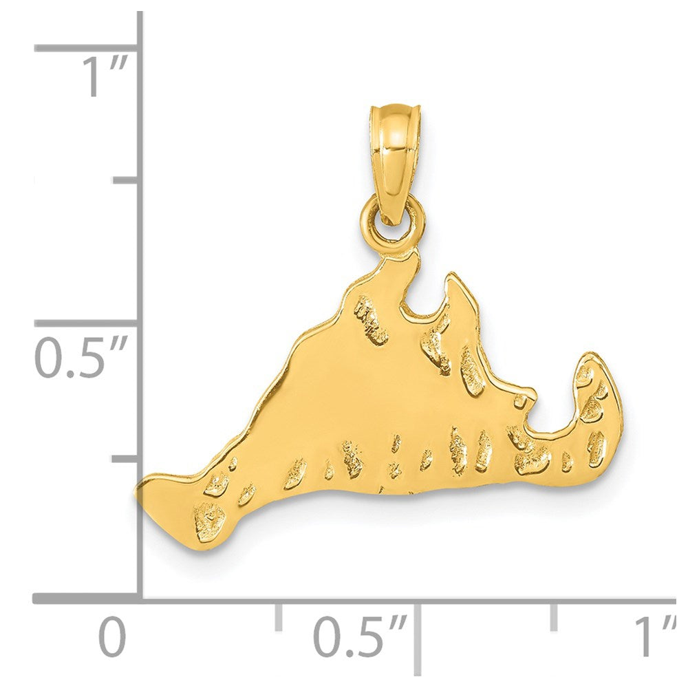 14k Yellow Gold 23 mm Martha's Vineyard Island Pendant (1.73 grams)