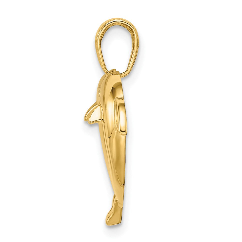 14k Yellow & Rhodium 25.24 mm Double Dolphin Heart Pendant (1.77 grams)