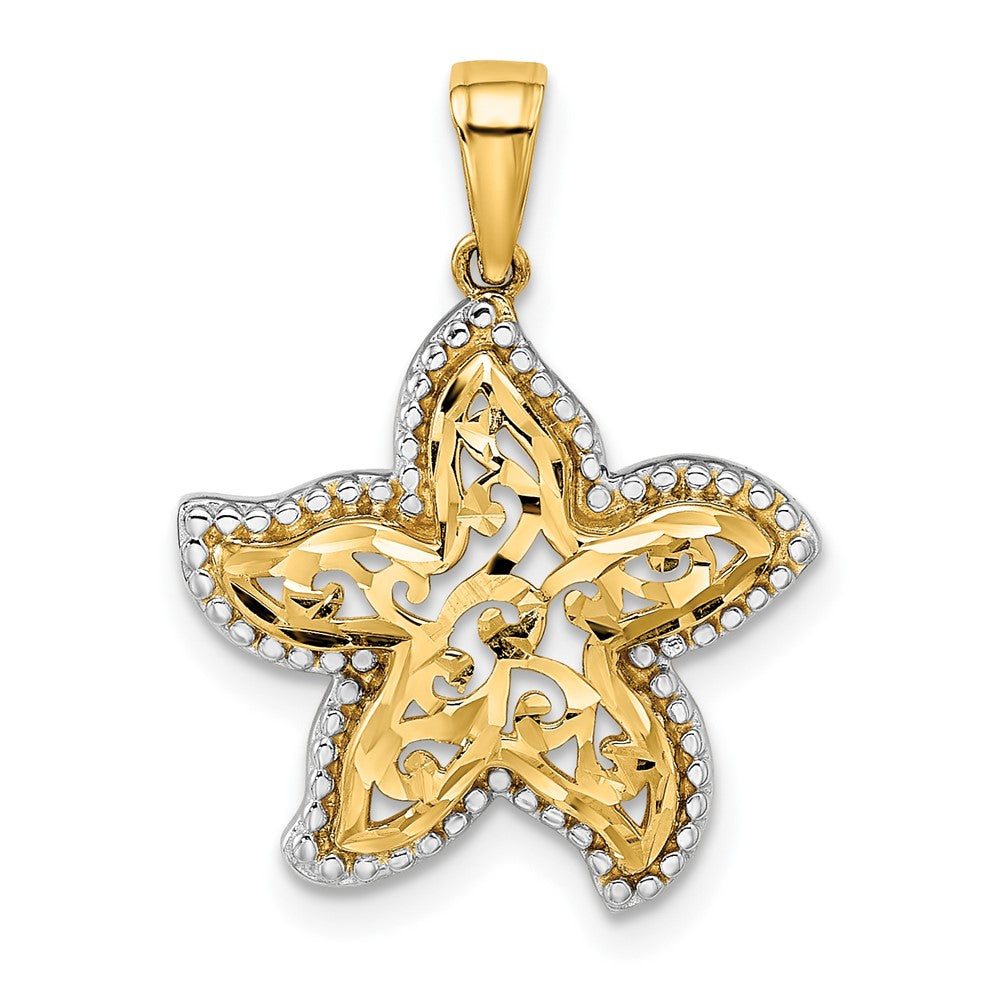 14k Yellow & Rhodium 18.02 mm Starfish Pendant (2.14 grams)