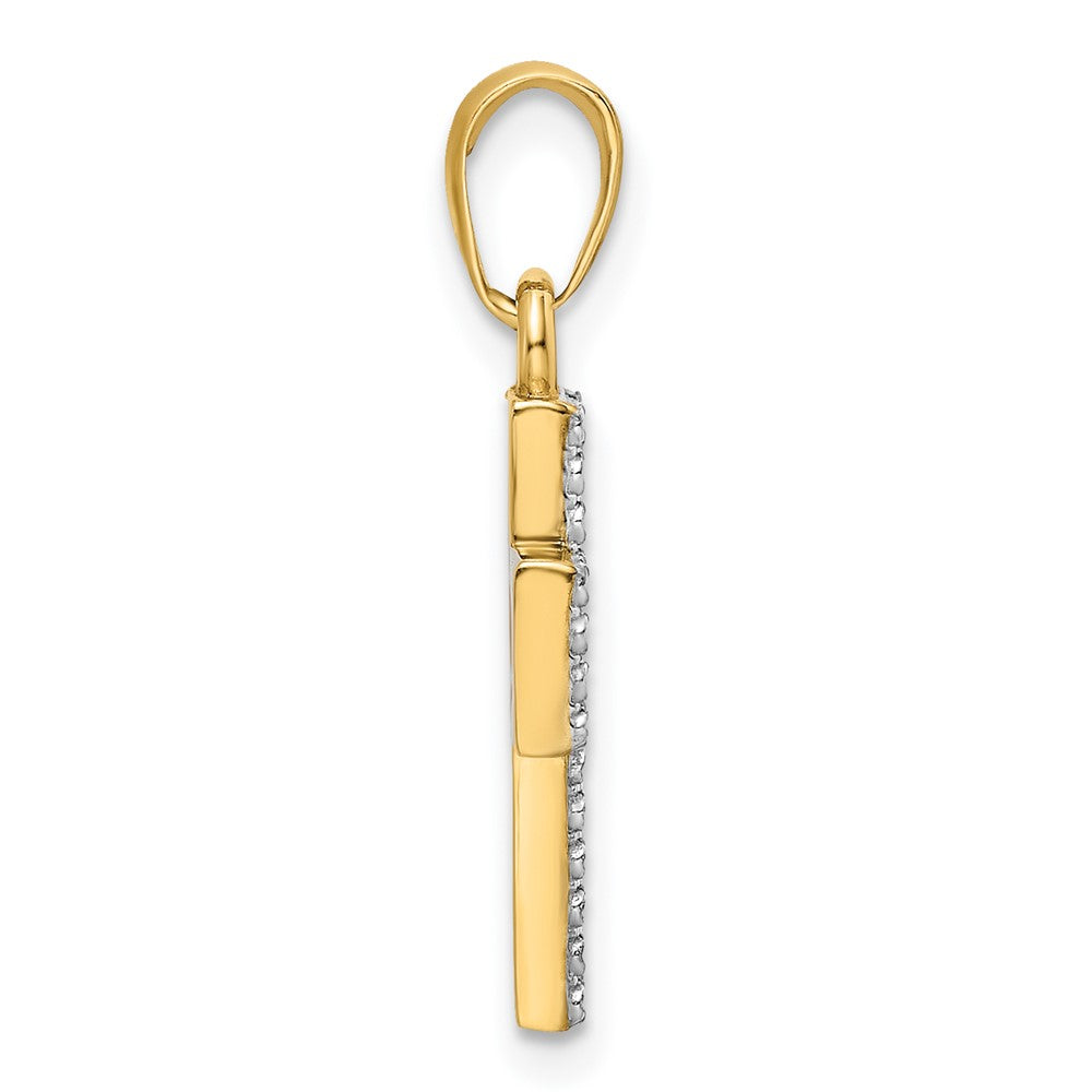 14k Yellow & Rhodium 12.46 mm D/C Cross Pendant (1.79 grams)