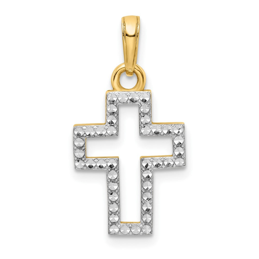 14k Yellow & Rhodium 12.46 mm D/C Cross Pendant (1.79 grams)