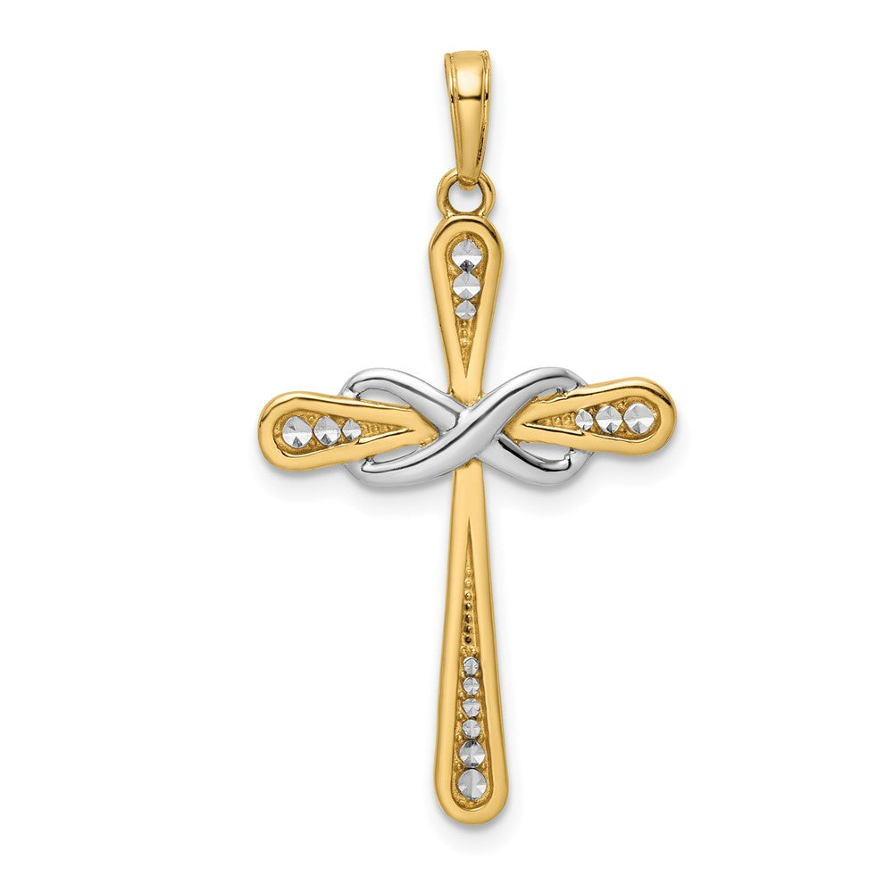 14k Yellow & Rhodium 19.79 mm D/C Cross & Infinity Pendant (1.97 grams)