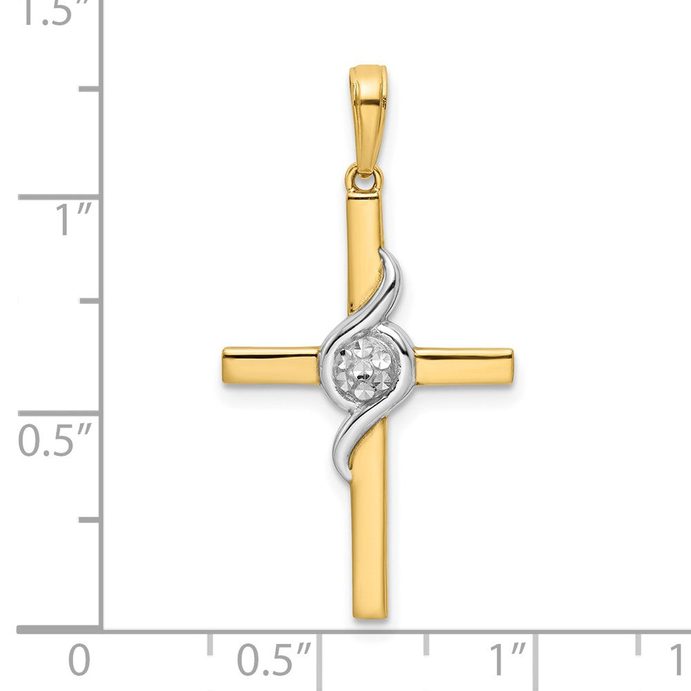 14k Yellow & Rhodium 17.47 mm D/C Cross Pendant (1.87 grams)