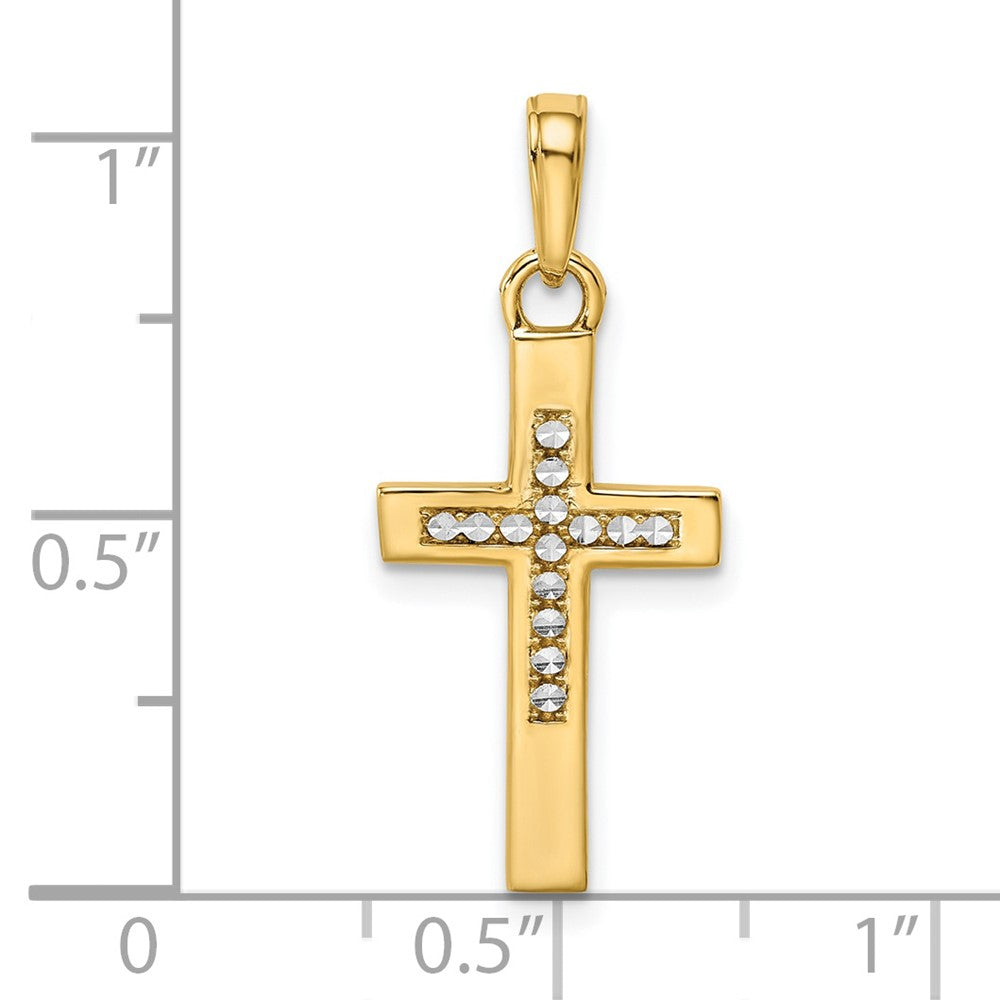 14k Yellow & Rhodium 12.34 mm D/C Cross Pendant (1.54 grams)