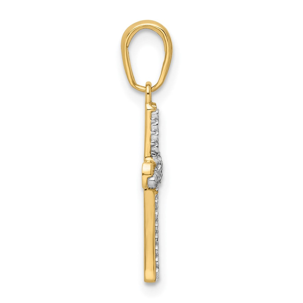 14k Yellow & Rhodium 12.82 mm D/C Cross Pendant (1.03 grams)